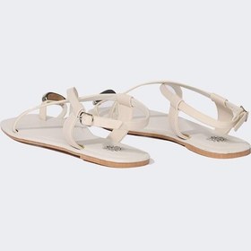 Resim DeFacto Kadın Taşlı Düz Taban Suni Deri Sandalet D8968AX25SMWT55 Beyaz 