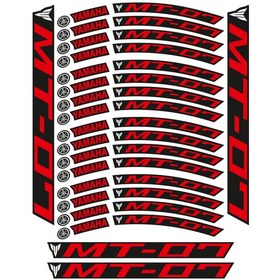 Resim Yamaha Mt07 Kırmızı Siyah Baskılı Jant Şeridi 