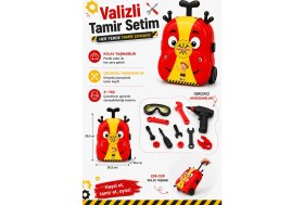 Resim Selvira Valizli Tamir Setim Çocuk Oyuncak Alet Çantası Çekçekli Bavul Tamir Oyunu Seti Matkap Tornavida Pense Tamirci Oyuncağı Eğitici Rol Yapma Oyuncağı 3+ Yaş 