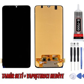 Resim Genos Samsung A705 A70 Lcd Ekran Çıtasız Oled Siyah (büyük Lcd Ekran) Montaj Kiti Hediye 