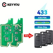 Resim KEYYOU 433MHz Uzaktan Anahtar Fob Değişimi, ASK/FSK Sistemi, ID46 Çipi, for Peugeot 407/307/308/607 ile uyumlu, Citroen C2/C3/C4/C5 - Dayanıklı Plastik Malzeme 