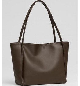 Resim Lovelystore Fermuarlı Büyük Boy Yumuşak Derili Kadın Çanta 28x42 Acı Kahverengi 