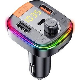 Resim Siyah Oto Bluetooth Mp3 Çalar Fm Transmitter, 7 Renkli Işık, Ellerden Kurtulmuş Arama, Tf Kart/usb Oynatma, Voltaj Tespiti Desteği 