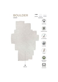 Resim Koza Halı Boulder El Örmesi Kare Beyaz Pamuklu Yıkanabilir Halı Kilim Balko Beyaz 