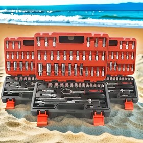 Resim 53 adet Ratchet ve Socket Set - Dayanıklı Çelik 1/4" Sürücü ile Hızlı Çıkarma Anahtarı, Kırmızı ve Siyah Kasa, Otomobil ve Makine Tamirinde İdeal, Tam Takım Kutusu Dahil, Mechanic'S Toolset|Şık Kasa Tasarımı|Güçlü Ratchet Mekanizması 