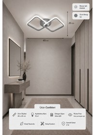 Resim Tilya Led Plafonyer Avize Beyaz Işık Gri 