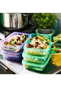 Resim Pruta Plastik Saklama Kabı Seti, Lila-yeşil, 22x14x5 Cm, 2 Parça Yesil 