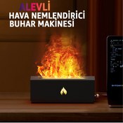Resim ROBEVE Şömine Aroma Difüzör ve Hava Nemlendirici – RGB Alev Efektli Ultrasonik Buhar Makinesi, Aromaterapi 