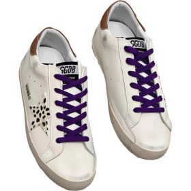 Resim Women's Sneakers Dalmatian Golden Goose Superstar Purple Lace-Up - Brown back ankle - Kadın Ayakkabı Mor Bağıcık Dalmaçya Yıldız 