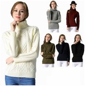 Resim Sones Kadın Yüksek Yaka Örme Kazak Uzun Kollu Çiçekli Alt Kazak Siyah 