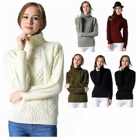 Resim Sones Kadın Yüksek Yaka Örme Kazak Uzun Kollu Çiçekli Alt Kazak Siyah 