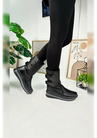 Resim Nstil Alves Unisex Kadın - Erkek - Çocuk Kar Botu İçi Kürklü Cırt Cırtlı Kaymaz Taban Ayakkabı 802 Siyah 