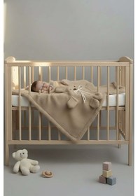 Resim Ayıcık Figürlü Kahverengi Peluş Bebek Battaniyesi Çok Renkli 