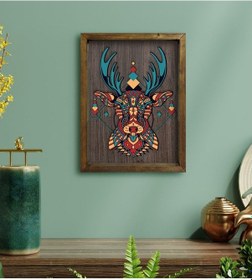 Resim Bk Home Geyik Tasarımlı Doğal Masif Ahşap Çerçeveli Tablo-1 (551089854) 