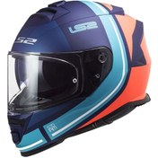 Resim Ls2 Storm Slant Kapalı Kask Mat Mavi - Turuncu 
