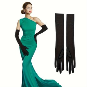 Resim Kadınlar için Uzun Eldiven, Dirsek Boyu, Vintage Tarz, 1920'ler Opera Gelin Dans Eldiveni, Akşam Parti Aksesuarı 