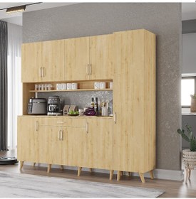 Resim Zenit Kahve Köşesi Çok Amaçlı Dolap Kiler Mutfak Dolabı Meşe 175cm Meşe 