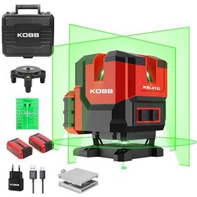 Resim Kobb KBL41G 30Metre 4x90⁰/1x360⁰ Otomatik Hizalamalı Li-ion Çift Akülü Profesyonel Yeşil Çapraz Çizgi Lazer Distomat 