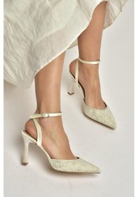 Resim Fox Shoes U676417604 Ten Kumaş İnce Topuklu Kadın Abiye Ayakkabı Ten 