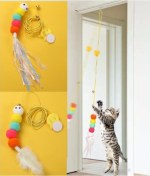 Resim Elastik Yapışkanlı Kedi Oyun Oltası 