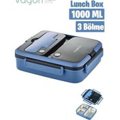 Resim Vagonlife BL10164 1000ml Mavi 3 Bölmeli Çelik Saklama Kabı 