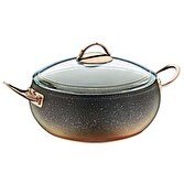 Resim OMS 3141 2 Parça Biogranit Isıya Dayanıklı Kapaklı 34x12 CM - 10.5 L Bakır Gövde Bakır Detay 