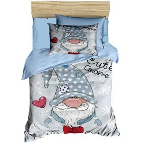 Resim Dijital Baskılı 3d Pamuklu Yenidoğan Bebek Nevresim Takımı Cute Gnome Blue 