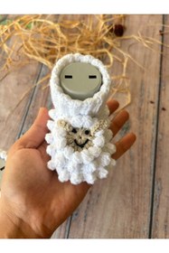 Resim seraskids El Örgüsü Beyaz Kuzu Figürlü Bebek Panduf Patik 