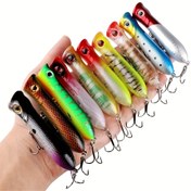 Resim 1 adet 8cm 11.6g Yüzen Balık Yemi, Bass için Küçük Plastik Popper Balık Yemi 