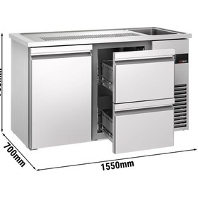 Resim Bira Tezgahı PREMIUM - 1550x700mm - 1 Kapı ve 2 Çekmeceli (Sağ) 