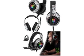 Resim Munico Onikuma Pro Oyuncu Kulaklığı Mikrofonlu Beyaz Siyah Kamuflaj Işıklı Gaming Headset 