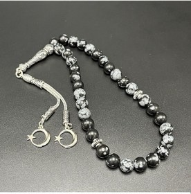 Resim Yıldız Doğal Taş Karlı Obsidyen 8mm 33lük Doğal Taş Tesbih 