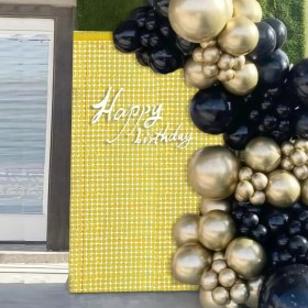 Resim MCM Group Ekstra Metalize Altın Renk Disko Dikdörtgen Kesim Kapı Perdesi Dekorasyon 1x2 Metre - Lisinya 