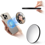 Resim Folinda Siyah Metal Akrilik Magsafe Manyetik Arka Cep Telefonu Önyanık Aynası, Taşıma Kutusu Ve Manyetik Çember İçerir 