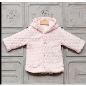 Resim Unisex Bebek Mavi Kapşonlu Velboa Hırkası Pembe 