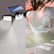 Resim Güneş Enerjili Hareket Sensörlü Aydınlatma - 74 LED Dış Mekan Flaşör, 3 Modlu, Su Geçirmez, Kapı Önü, Bahçe, Garaj, Kaldırım ve Patiyo için Uygun | Güneş Enerjisi ile Enerji Tasarruflu Dış Mekan Aydınlatması | Dayanıklı Plastik Gövde 