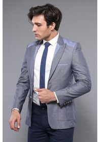 Resim Çift Düğmeli Cepli Sivri Yaka Koyu Mavi Erkek Ceket - Wessi Koyu Mavi 