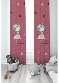 Resim Mekta Home Bebek Ve Çocuk Odası Yıldızlı Prenses Desenli 2 Kanat Fon Perde 