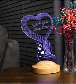 Resim Doğum Günü Kalp Hediyesi Kişiye Özel 3D Led Lamba Gece Lambası 