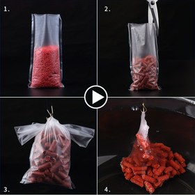Resim 100'lü Paket Şeffaf Çözünebilir Balıkçılık Torbaları - Hızlı Çözülen Yem Tutucular, Şeffaf Ağırlıklar, Kancalar, Solucanlar İçin Kolay Açılır & Kapanır, Tatlı ve Tuzlu Su Balıkçılığına Uygun - Yeni Başlayanlar ve Profesyoneller için İdeal, Kompakt Tasarım, Dayanıklı Malzeme, Hafif Yapı, Çevre Dostu Ekipman, Açık Hava Sporcuları 