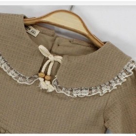 Resim Babyhola Bayramlık Kız Bebek Elbise Dantel İşlemeli Bebe Yaka Vintage Müslin 2017 Kahverengi 