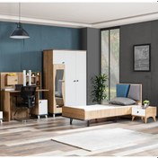 Resim Lotus Genç Odası Takım Karyola, Dolap, Komodin, Çalışma Masası Beyaz 