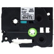 Resim Brother P Touch Tz Tape Hge251 Beyaz Etikete Siyah 24Mmx8M 