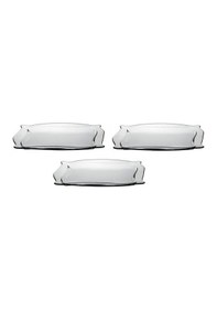 Resim Paşabahçe 10488 Dikdörtgen Cam Servis Sunum Tepsi 32 CM 3'lü 