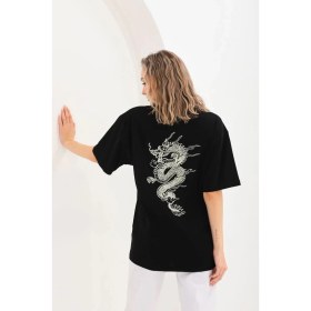 Resim Nemere Baskılı Oversize T-Shirt - Siyah 