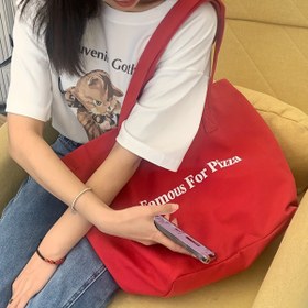 Resim 1 adet "Ünlü Pizza" baskısıyla Şık Stil Büyük Kapasiteli Kanvas Tote Çanta, Kadınlar için Günlük Kullanıma ve Noel Hediyelerine Uygun Rahat Çok Yönlü Moda Omuz Çantası, Elde Yıkanabilir, Astarlı Değil, Kapanışı Yok, Günlük Kullanım ve Noel Hediyeleri için Mükemmel 