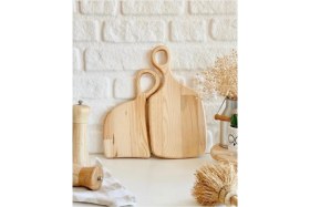 Resim Feyza Design Iki Parça Ahşap Doğrama ve Sunum Tahtası Seti 
