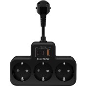 Resim Korumalı Priz, Duvar Priz Çoğaltıcı, 3x Priz Soketi, 2x Type-C Girişi, 1x USB Girişi, Çocuk Korumalı ve Dayanıklı Yapı, Aşırı Gerilim, 16A/3680W (Kablosuz) (Siyah) 