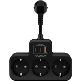 Resim Korumalı Priz, Duvar Priz Çoğaltıcı, 3x Priz Soketi, 2x Type-C Girişi, 1x USB Girişi, Çocuk Korumalı ve Dayanıklı Yapı, Aşırı Gerilim, 16A/3680W (Kablosuz) (Siyah) 