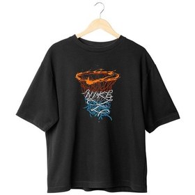 Resim Panda Baskı Tekstil Basketbol Potası Özel Baskılı Tshirt Siyah 